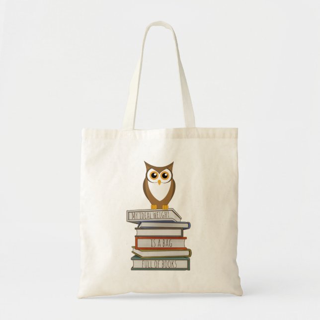 Tote Bag Hibou et pile de livres (Devant)