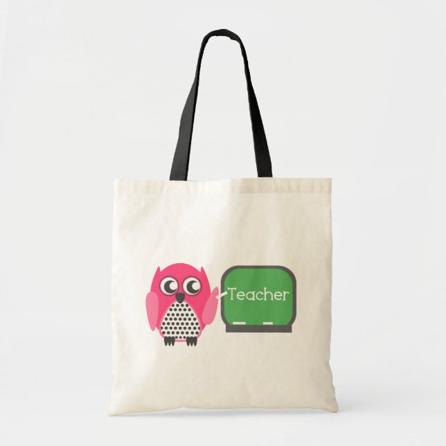 Tote Bag Hibou rose au tableau (Devant)
