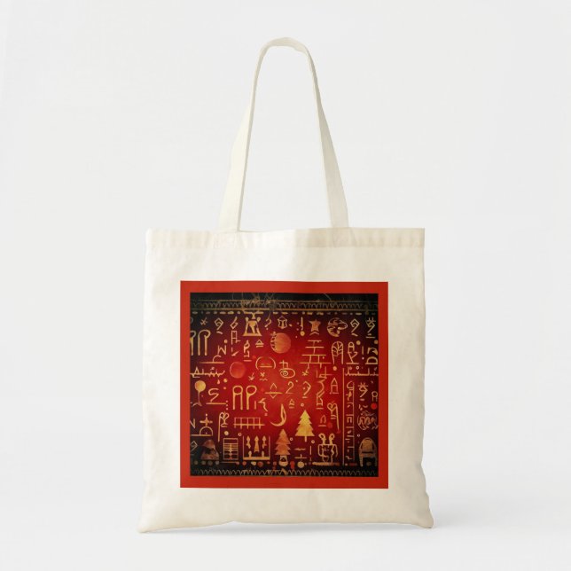 Tote Bag Hiéroglyphes égyptiens de Noël 4 (Devant)