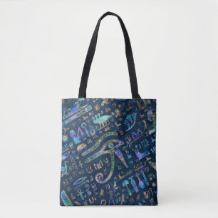 Tote Bag Hiéroglyphes égyptiens Texture mixte Abstraite
