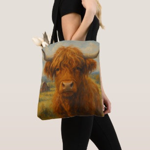 Tote Bag Highland Cow Cross Body Fourre-tout (vue avant et