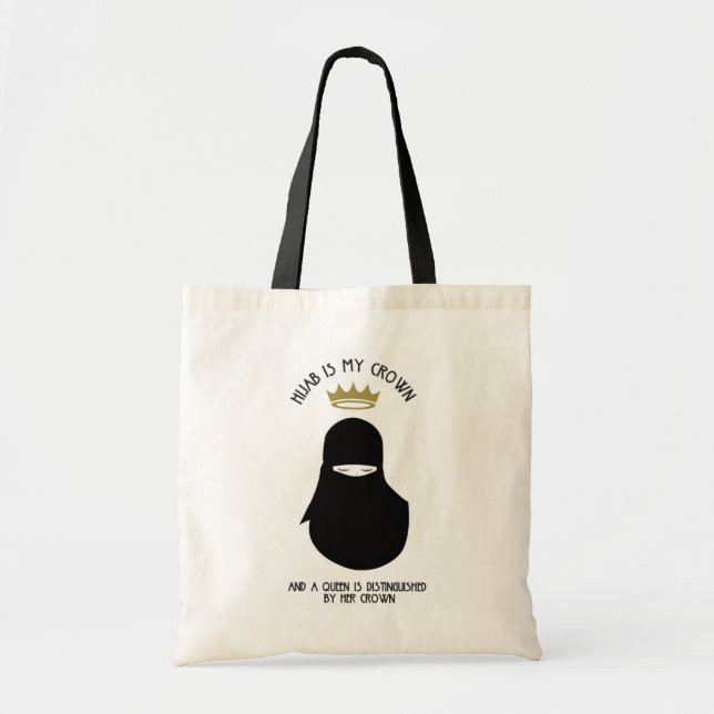 Tote Bag Hijab est ma couronne - NIQAB - BLA (Devant)