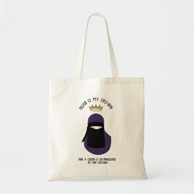 Tote Bag Hijab est ma couronne - NIQAB - PUR (Devant)