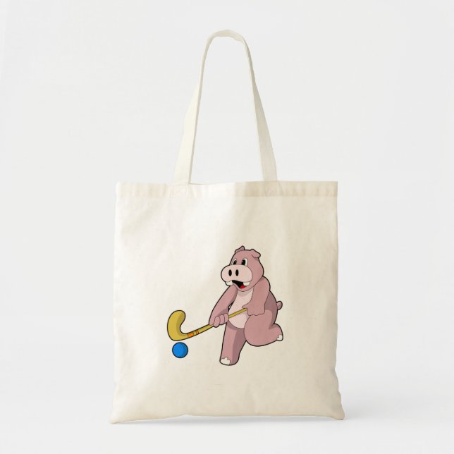 Tote Bag Hippo at hockey (Devant)