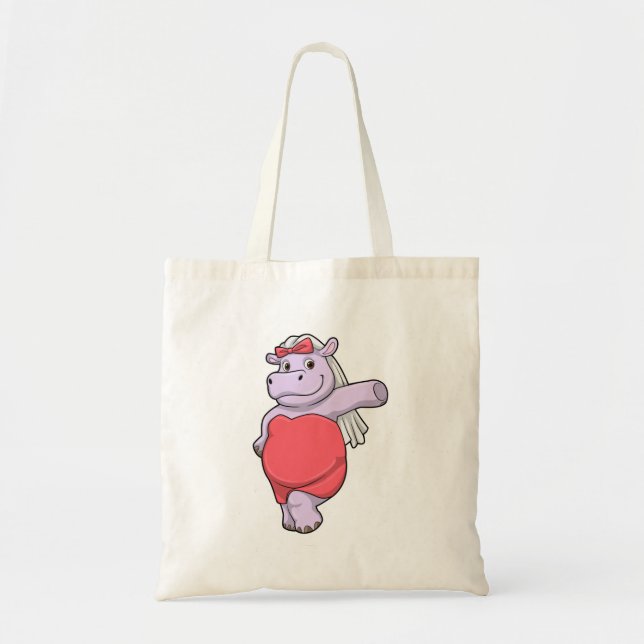 Tote Bag Hippo en mariée avec Voile & Bow (Devant)