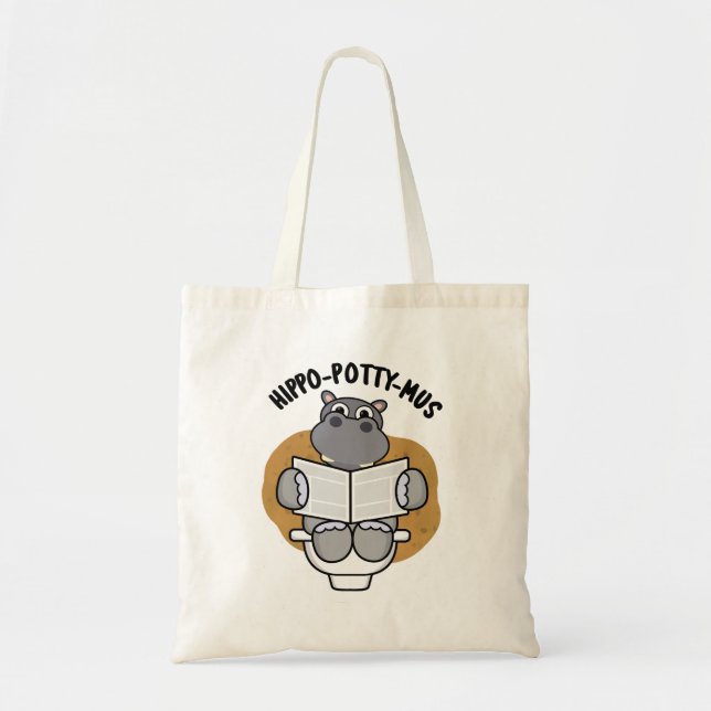 Tote Bag Hippo-potty-mus drôle Animal Hippo Pun (Devant)