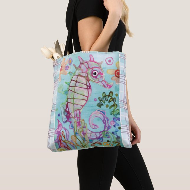 Tote Bag Hippocampe et plaid (De près)