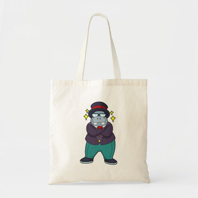 Tote Bag Hippopotame en marié avec costume.PNG (Devant)