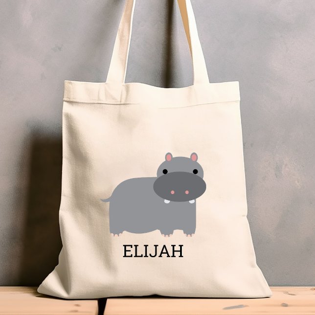 Tote Bag Hippopotame Mignon Enfants Personnalisé (Créateur téléchargé)