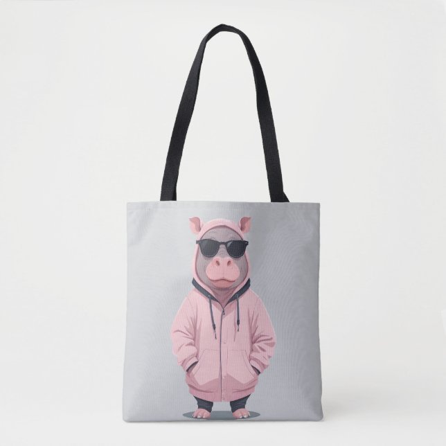 Tote Bag Hippopotamus porter Sweat - shirt à capuche drôle  (Devant)