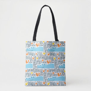 Tote Bag Hippos Birds Lake : Motif Vintage.