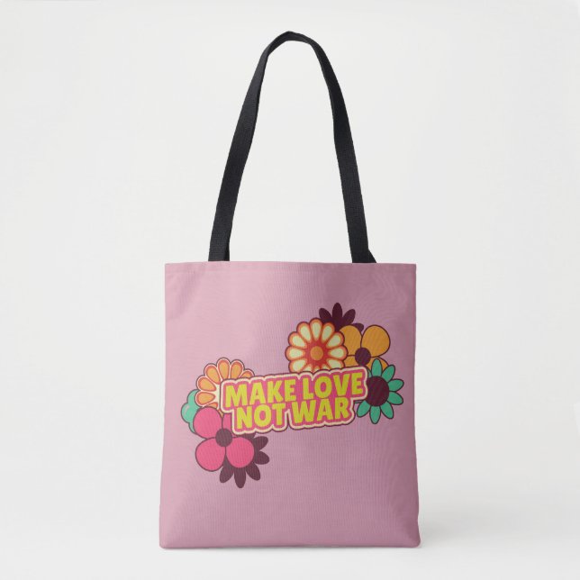 Tote Bag Hippy Retro Rend l'amour plus que la guerre (Devant)