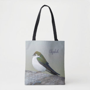 Tote Bag Hirondelle violette-verte