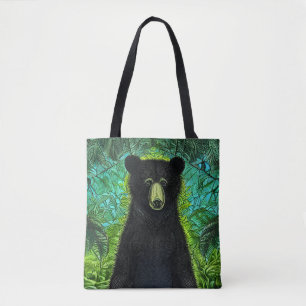 Tote Bag Histoire amusante Petit ours noir