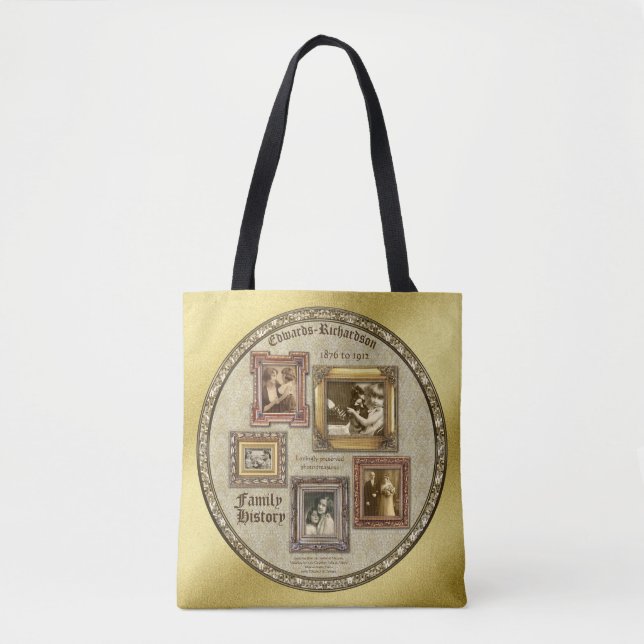 Tote Bag Histoire de la famille Antique Photo Frames Gold C (Devant)