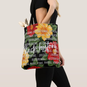 Tote Bag Histoire des mois noirs avec fleurs