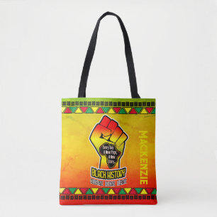 Tote Bag Histoire noire avec l'Afrique Carte et Poing on Gr
