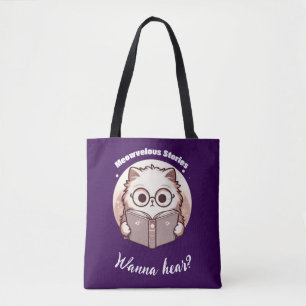Tote Bag Histoires Meowvellieuses Lecture Mignonne Chat
