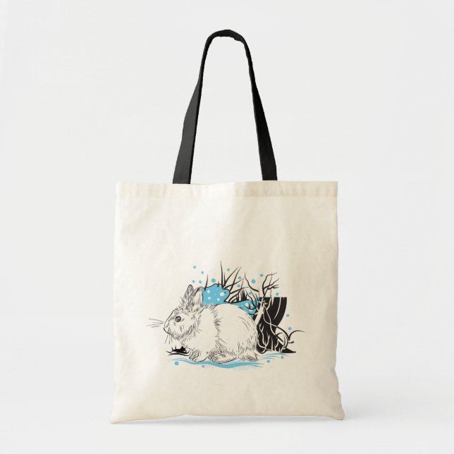 Tote Bag Hiver blanc lièvre (Devant)