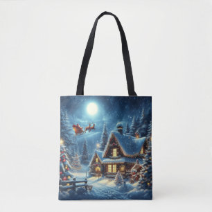 Tote Bag Hiver/Père Noël/Noël/Neige