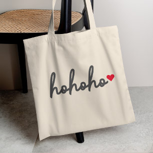 Tote Bag Ho Ho   Christmas Heart Modern Minimalist