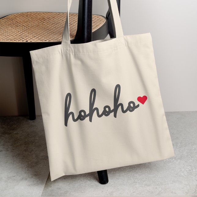 Tote Bag Ho Ho | Christmas Heart Modern Minimalist (Créateur téléchargé)