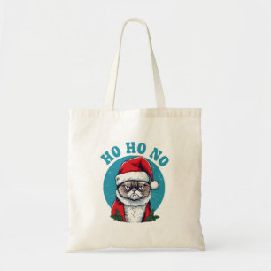 Tote Bag Ho ho non - drôle de chat de Noël grincheux