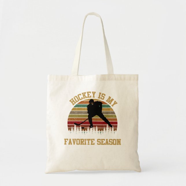 Tote Bag Hockey est ma saison préférée Retro Grunge Classic (Devant)