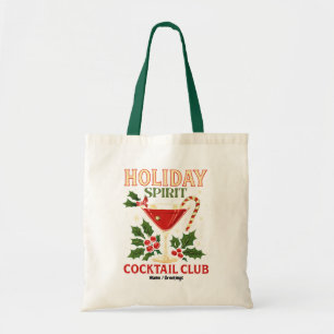 Tote Bag Holiday Spirit Cocktail Club Salutations de Noël