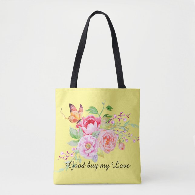 Tote Bag holiES - Bouquet de fleurs de printemps d'aquarell (Devant)