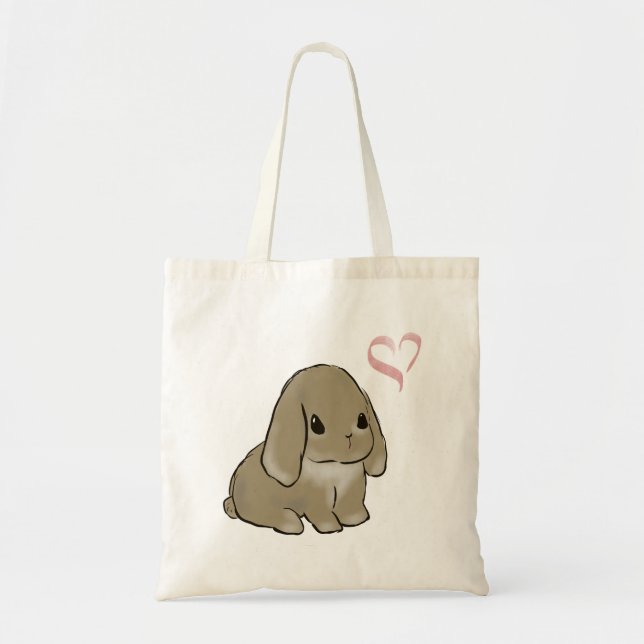 Tote Bag Holland lop with heart (Devant)