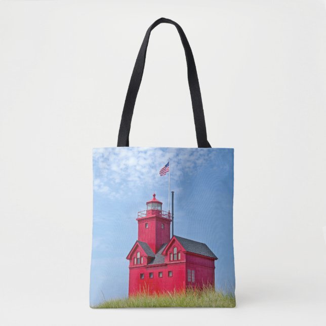 Tote Bag Holland Michigan Big Red Lighthouse (Devant)
