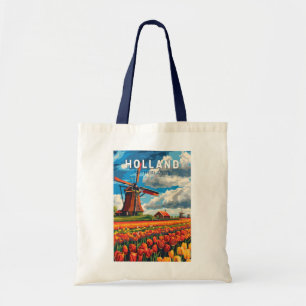 Tote Bag Holland Pays-Bas Travel Art Vintage