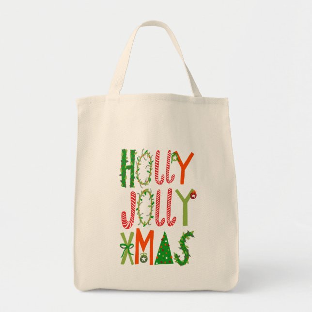 Tote Bag HOLLY JOLLY XMAS Sweet Holiday Christmas (Devant)