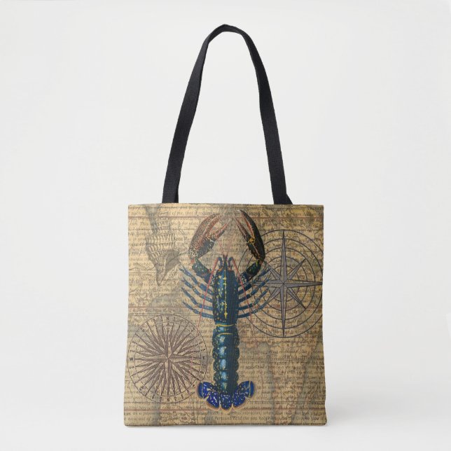 Tote Bag Homard Coquillages Fruits de mer Maine Classique O (Devant)