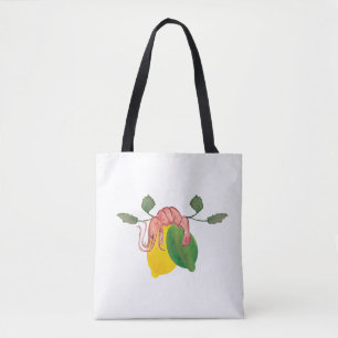 Tote Bag Homard Crevette Citron Vert Seafood Aquarelle