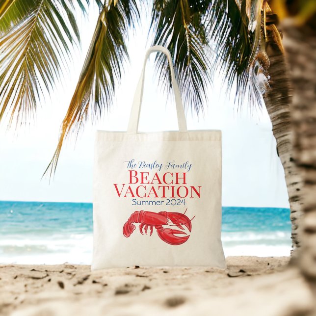 Tote Bag Homard Custom Beach Croisière Réunion Vacances (Créateur téléchargé)
