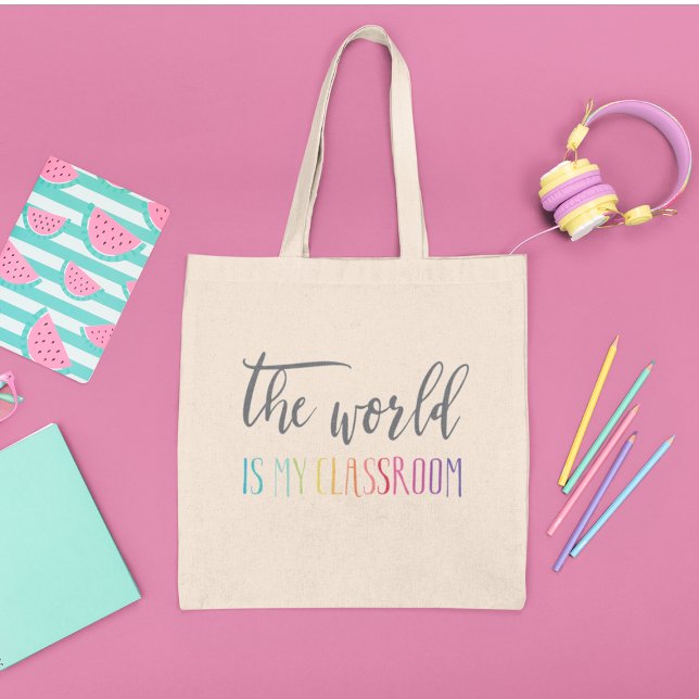 Tote Bag Homeschool Fourre-tout | Le Monde Est Ma Salle De  (Créateur téléchargé)