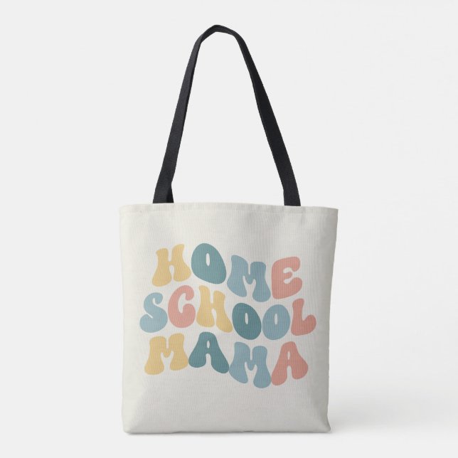 Tote Bag Homeschool Mama Retro Couleurs personnalisées (Dos)
