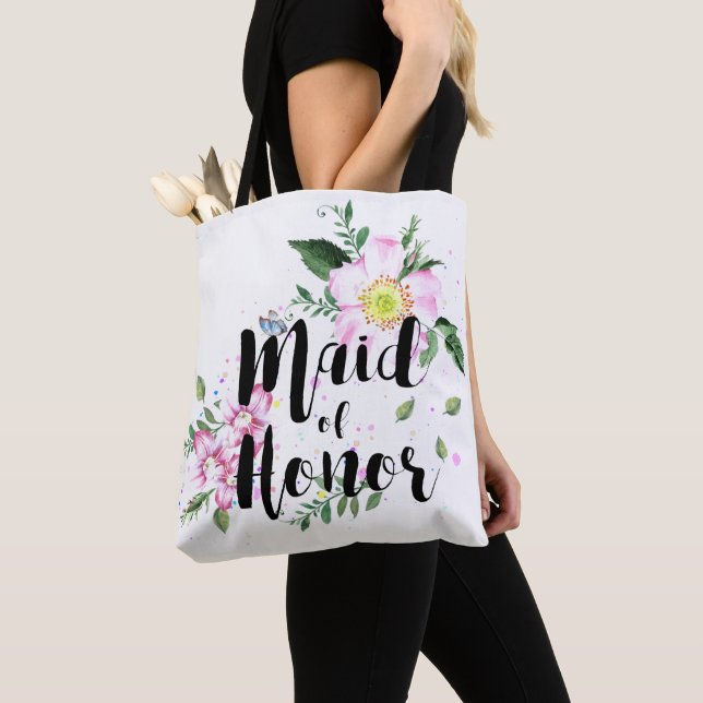 Tote Bag Homme d'honneur Mariage d'aquarelle rose (De près)