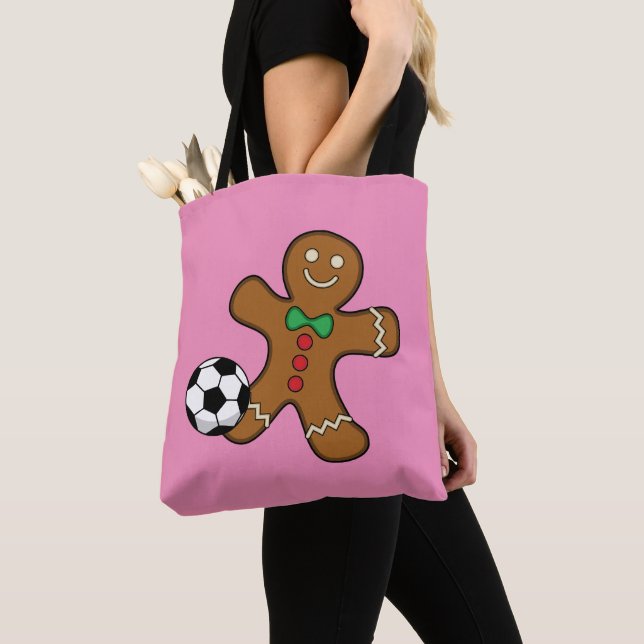 Tote Bag Homme en pain d'épices jouant au football (De près)