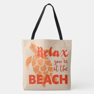 Tote Bag Honu Sea Turtle Hawaiian Relax Reversible Beach Ba