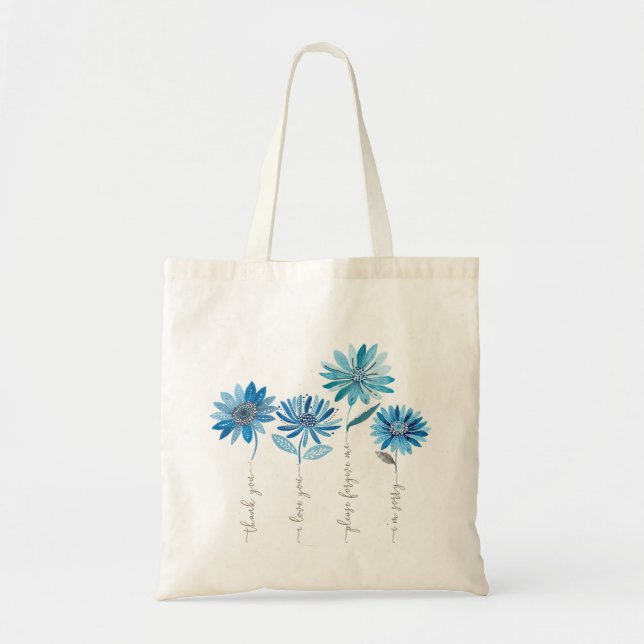Tote Bag Ho'oponopono & Fleurs Bleues Bohème (Devant)