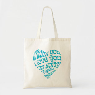 Tote Bag Ho'oponopono Texte en forme de coeur