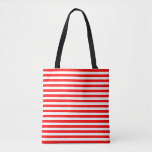 Tote Bag Horiz de taille moyenne rouge et blanche. Motif de