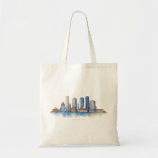 Tote Bag Horizon de la ville de Boston à l'aquarelle | Mode