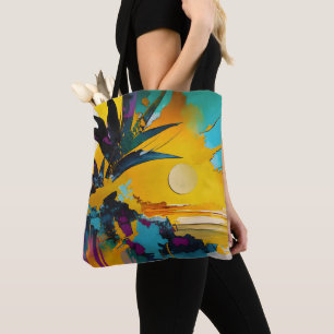 Tote Bag Horizon Doré – Coucher de Soleil Tropical Abstrait
