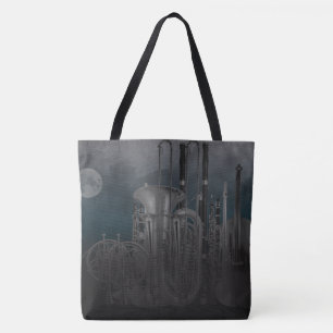 Tote Bag Horizon éclairé par la lune de nuit d'instrument