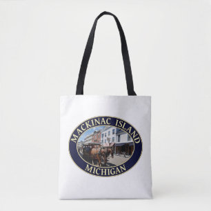 Tote Bag Horse and Carriage in Downtown Mackinac Island