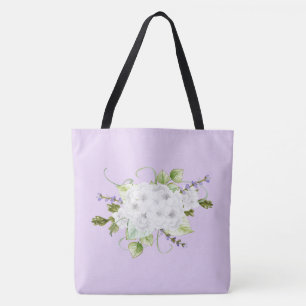 Tote Bag Hortensias et lilas de style d'aquarelle